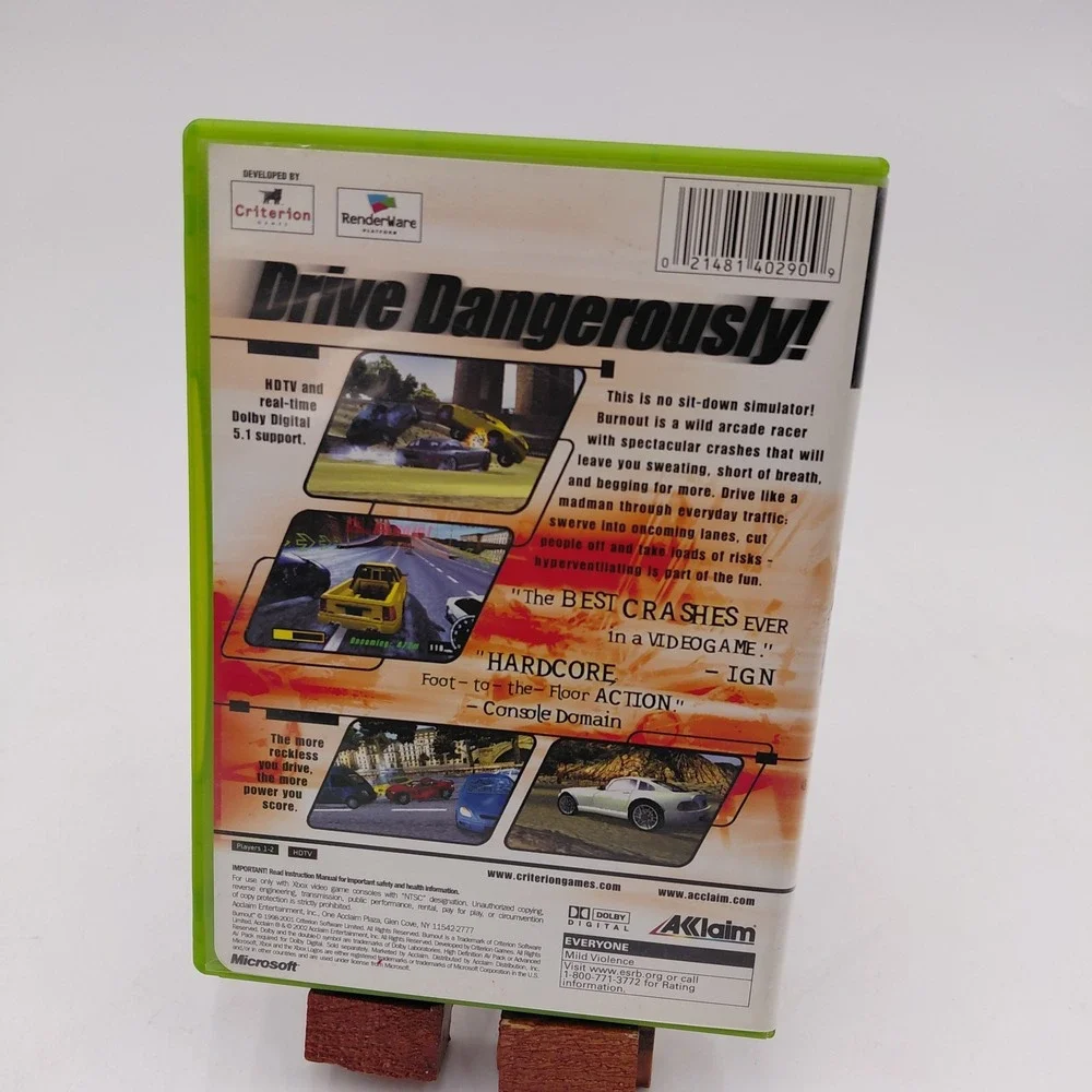 Burnout - Microsoft Xbox Game CIB Manual Aklaim Driving Crashes Gamer